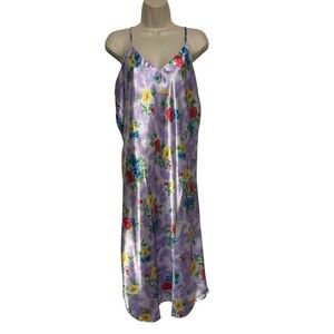 Purple Floral Spaghetti Strap Nightgown Womens Size 1X Unbranded